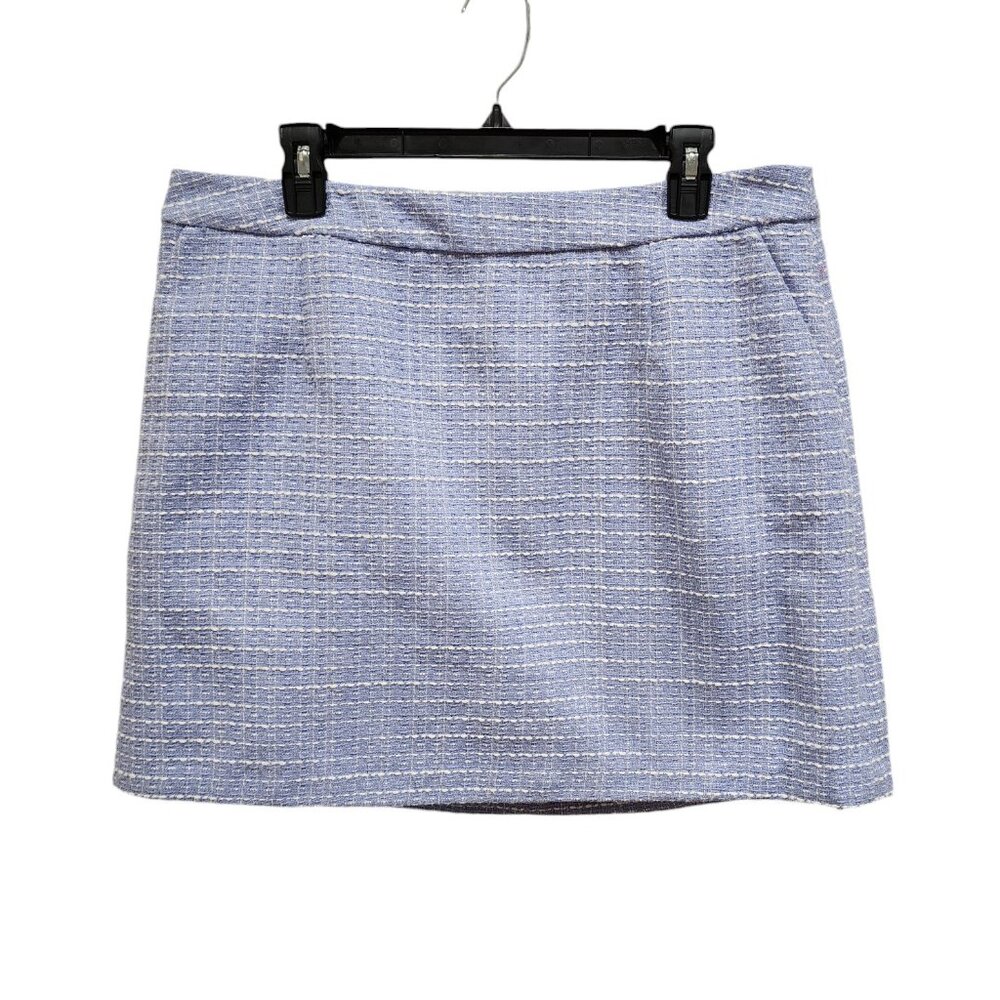 French Connection Effie Boucle Women's  Skirt Size 12 Blue Mini Zipper Pockets